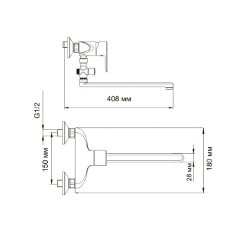 Смеситель Leine 3502L для ванны 35 см Wasser KRAFT #WF_CITY_VIN# картинка