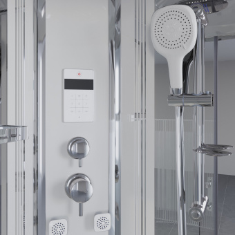 Душевая кабина Niagara Ultra NG-701-01 (90*90*220) низ.поддон(16см),стекло проз. с рисунком #WF_CITY_VIN# картинка