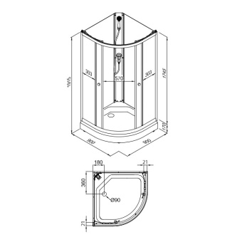 ЛАЙТ А 90*90 душевая кабина (для ДН1 без крыши) +сифон D90 #WF_CITY_VIN# картинка