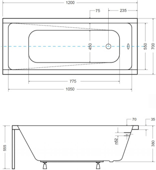MODERN ванна акрил. прямоуг 120*70 + ножки #WF_CITY_VIN# картинка