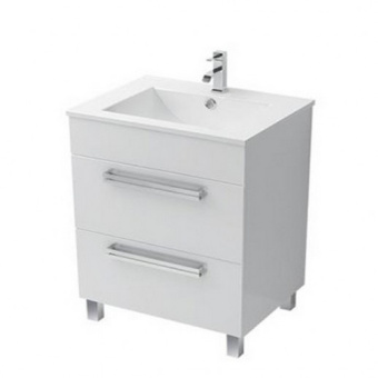 Тумба "НИКА 62" 2 ящ. белая напольная с раковиной 825 А 600(плоский) ТРИТОН #WF_CITY_VIN# картинка
