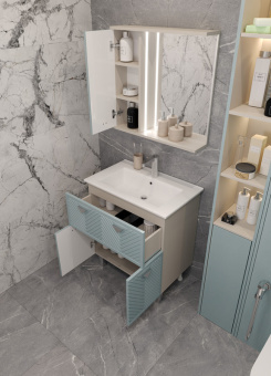 Тумба "Sky 75" №2 с раковиной Оскар 750 (индиго/кашемир) #WF_CITY_VIN# картинка