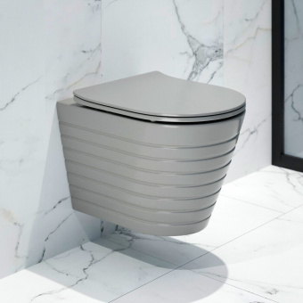 Унитаз подвесной K703GM безободковый, сиденье тонкое ДП, СЕРЫЙ МАТОВЫЙ #WF_CITY_VIN# картинка
