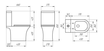 Унитаз компакт A2801 безободковый + сиденье тонкое ДП #WF_CITY_VIN# картинка