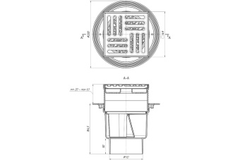 Трап вертикальный регулируемый с выпуском 110мм, с нержавеющей решеткой 150*150 ТА1712 #WF_CITY_VIN# картинка