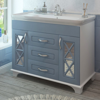 Тумба "Duglas 105 №3" патина голубая с сифоном с раковиной "Duglas 1050"(Выведен у поставщика) #WF_CITY_VIN# картинка