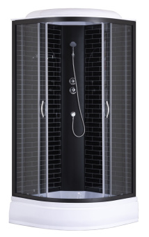 Душевая кабина CS-6610-25GB,100*100*215 ср.п., стекло серое, черный кирпич, профиль черный #WF_CITY_VIN# картинка