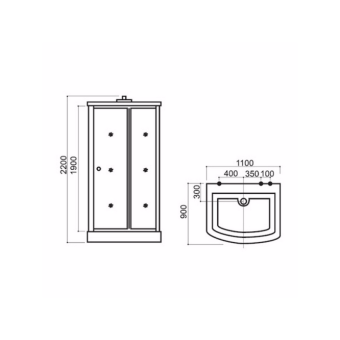 A 0835 кабина душевая 110*90*220 APPOLLO (баня) #WF_CITY_VIN# картинка