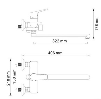 Смеситель Lippe 4502L для ванны 35 см Wasser KRAFT #WF_CITY_VIN# картинка