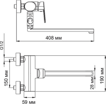 Смеситель Dunau 5302L для ванны 35 см Wasser KRAFT #WF_CITY_VIN# картинка
