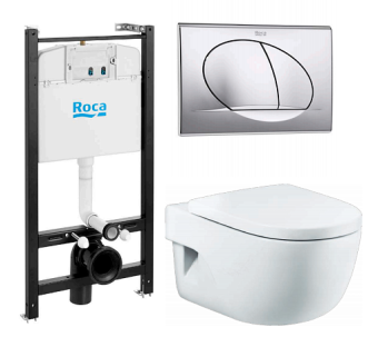 (SET) MERIDIAN Унитаз подвес + инстал + кнопка + сид Roca #WF_CITY_VIN# картинка