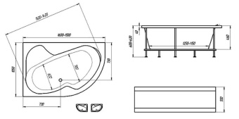 Акриловая ванна "One Aura" 150*105 L с каркасом 1Marka #WF_CITY_VIN# картинка