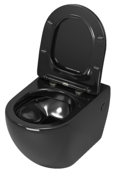 Унитаз подвесной GR-4411BS безободковый с тонкой крышкой ЧЕРНЫЙ #WF_CITY_VIN# картинка