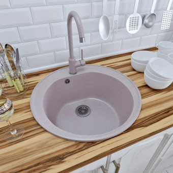 Кухонная мойка GranAlliance G-10, белый Ø 500 мм #WF_CITY_VIN# картинка