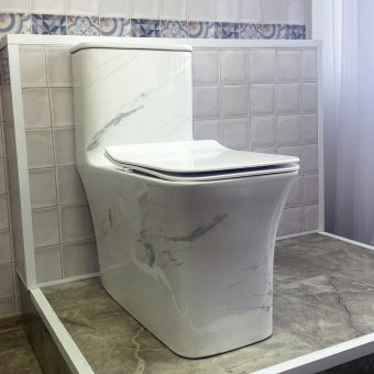 Монолит SM9615 МРАМОР, безободковый, сиденье ДП с быстрым съемом (с гофрой и подводкой) #WF_CITY_VIN# картинка