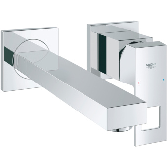 Смеситель для раковины Eurocube на 2 отверстия, вынос 230мм, настенный 23447000 GROHE #WF_CITY_VIN# картинка