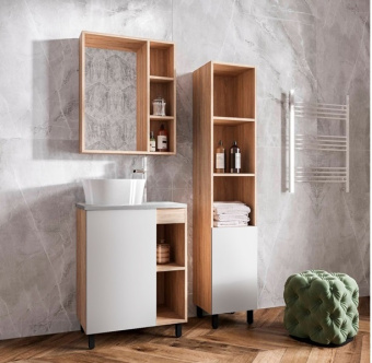 Тумба "Александра 60" белая с белой столешницей и раковиной Оливия  #WF_CITY_VIN# картинка