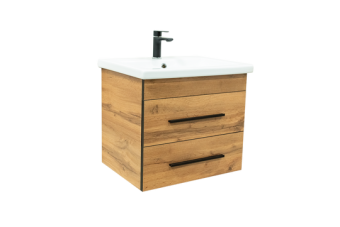 Тумба "МОНАКО 60" подвесная Дуб Вотан С РАКОВИНОЙ  COMO 60 #WF_CITY_VIN# картинка